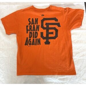 Majestic Mens MLB San Francisco Giants Baseball Orange Vintage T Shirt Size L